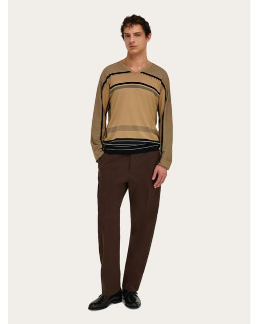 Ferragamo Green V-Neck Sweater for men