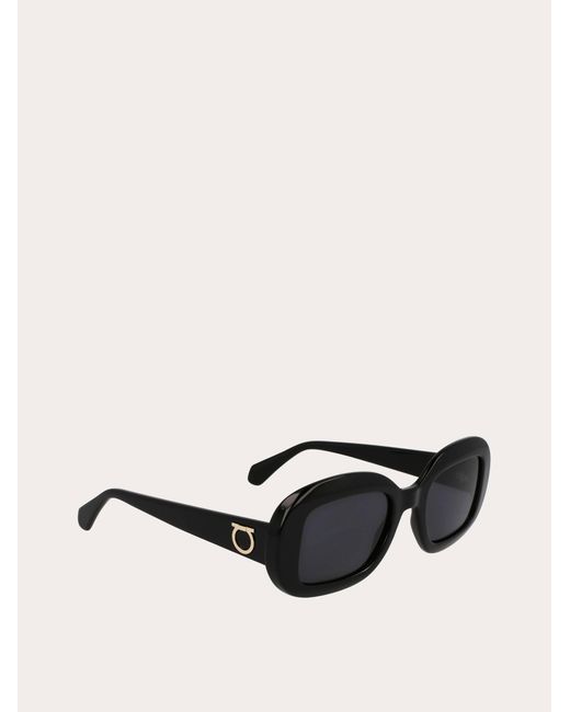 Ferragamo Black Oval Frame Sunglasses