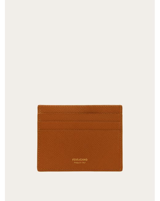 Ferragamo Brown Gancini Credit Card Holder for men