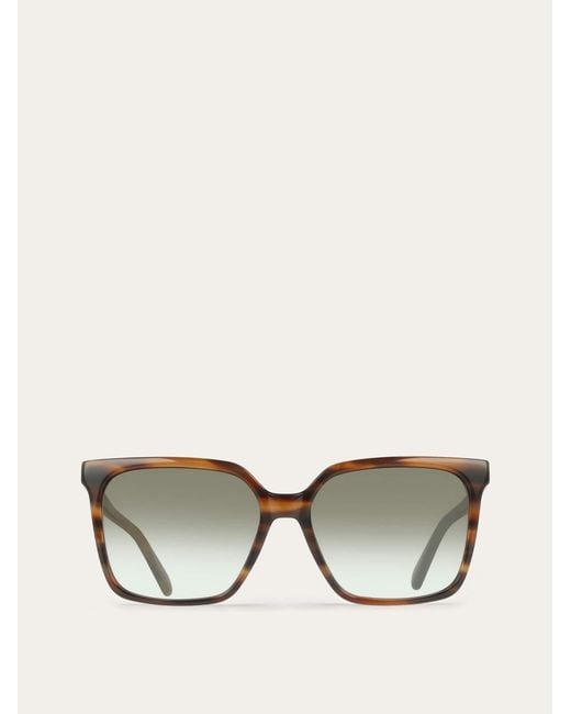 Ferragamo Natural Rectangular Frame Sunglasses