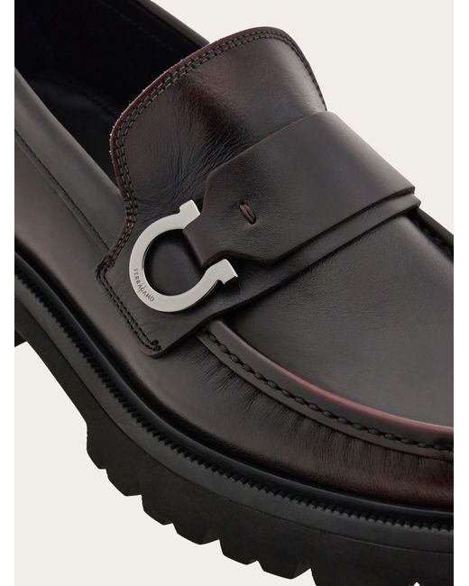 Ferragamo White Loafer With Gancini Detail for men