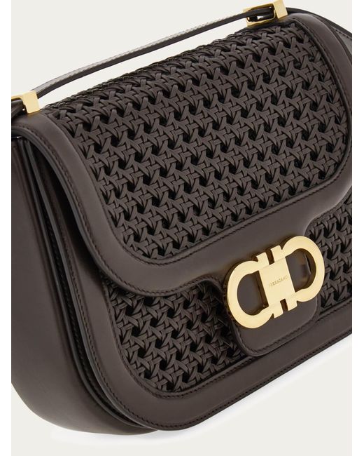 Ferragamo Black Double Gancini North-South Crossbody Bag (Xs)