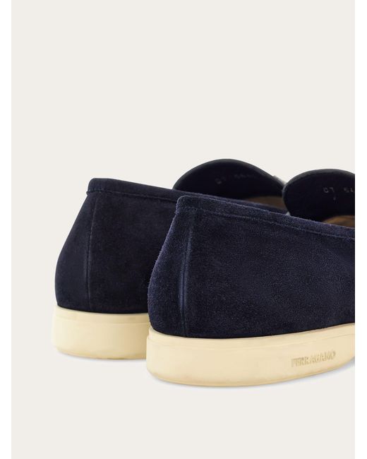 Ferragamo Blue Casual Loafer With Gancini Ornament for men