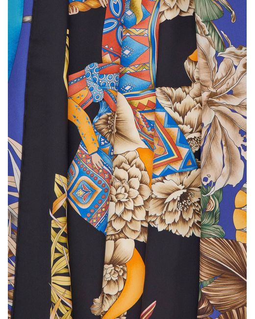 Ferragamo Black India Print Silk Double Face Scarf