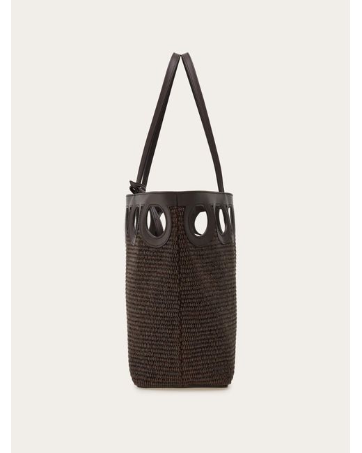Ferragamo Black Gancini Outline Tote Bag (M)