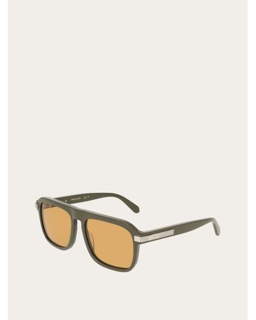 Ferragamo Natural Rectangular Frame Sunglasses for men