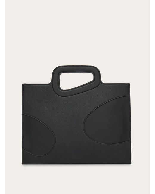 Ferragamo Black Business Bag With Cut-Out Detailing for men