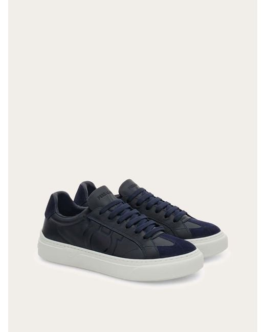 Ferragamo Blue Gancini Sneaker for men