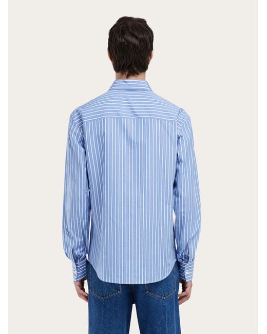 Ferragamo Blue Poplin Shirt for men
