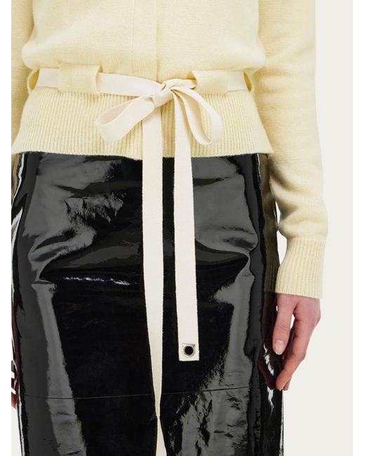 Ferragamo Natural Cardigan With Thread Through Belt