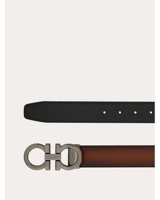 Ferragamo White Reversible And Adjustable Belt With Rectangular Buckle for men