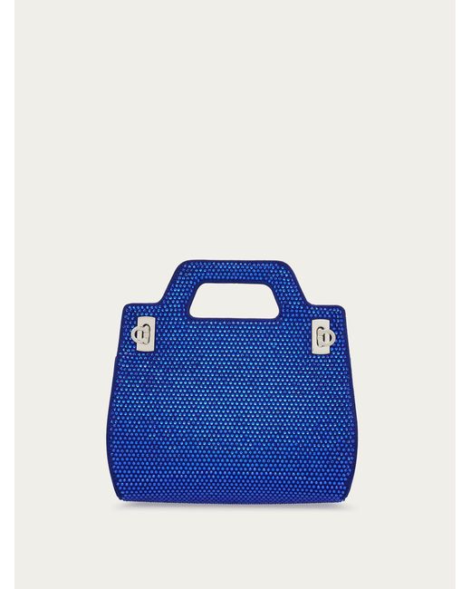 Mini bag Wanda con cristalli di Ferragamo in Blue