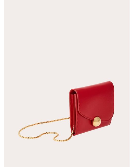Ferragamo Red Asymmetrical Flap Compact Wallet