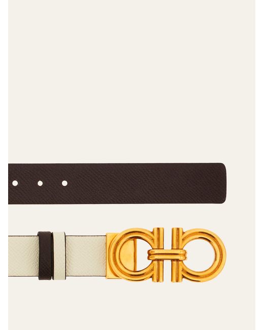 Ferragamo Natural Reversible And Adjustable Gancini Belt