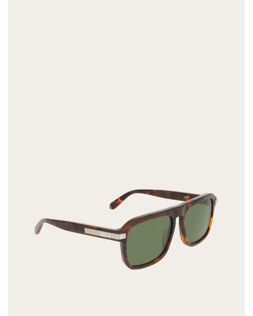 Ferragamo Green Rectangular Frame Sunglasses for men
