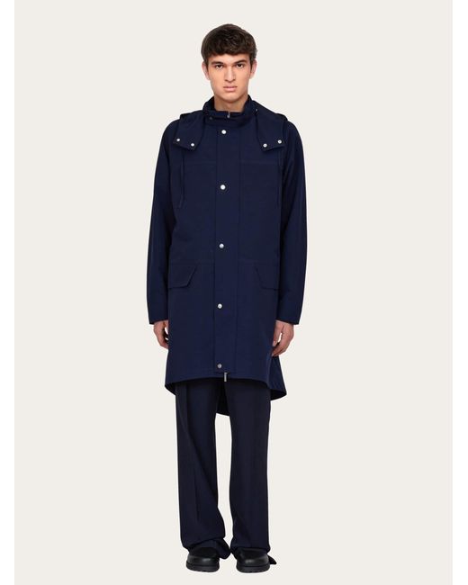 Ferragamo Blue Longline Parka for men