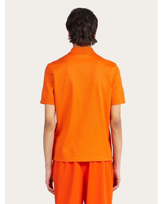 Ferragamo Orange Polo With Zip Collar for men