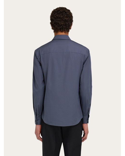 Ferragamo Blue Micro-Patterned Shirt for men