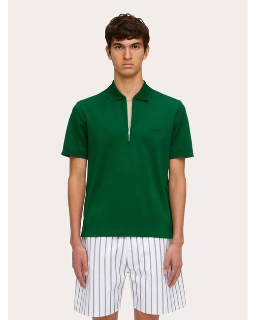 Ferragamo Herren Polohemd Mit Reißverschluss Grün in Green für Herren