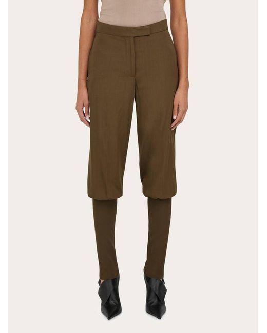 Femmes Pantalon Avec Insert En Maille Vert Ferragamo en coloris Natural