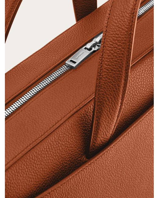 Ferragamo Brown Briefcase With Hug Buckle (M) for men