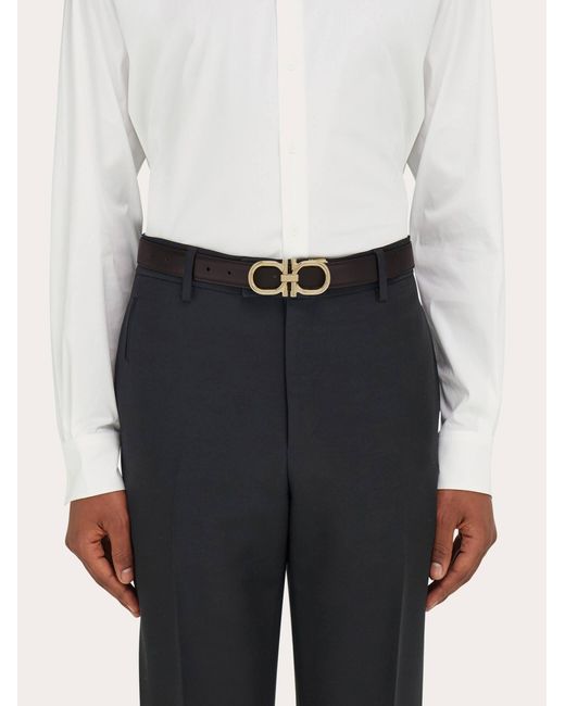 Ferragamo White Reversible And Adjustable Gancini Belt for men
