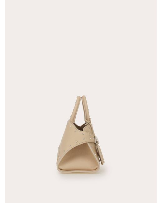 Ferragamo Natural Hug Handbag With Studs (Xs)