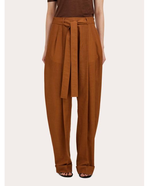 Ferragamo Brown Barrel Leg Trouser