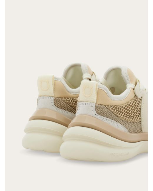 Ferragamo Natural Gancini Sneaker With Mesh Detail .5