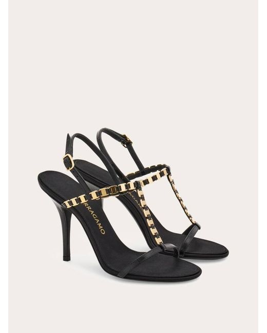Ferragamo Natural Vara Chain T-Strap Sandal