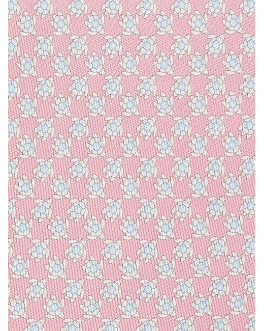 Ferragamo Pink Turtle Print Silk Tie for men
