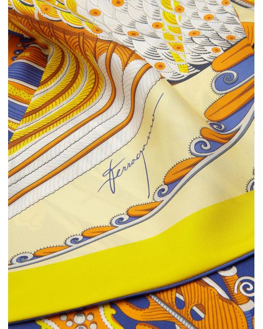 Ferragamo Yellow Fish Print Silk Bandeau