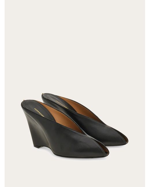 Ferragamo Black Peep Toe Mule