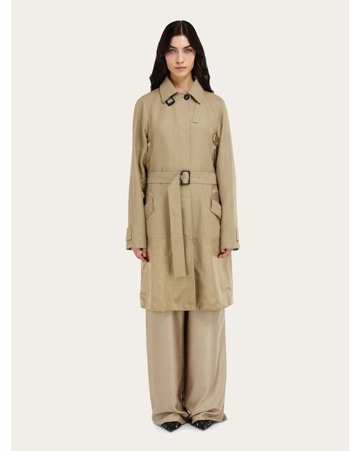 Ferragamo Natural Duster Coat With Satin Inserts