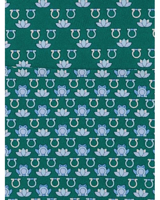 Ferragamo Blue Frog Print Silk Tie for men
