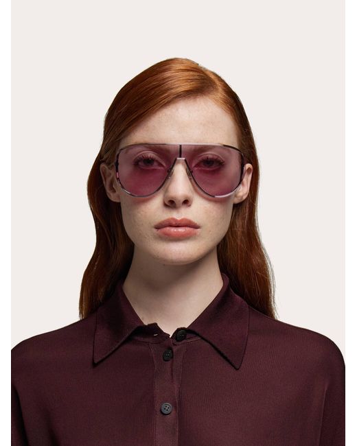 Ferragamo Pink Mask Frame Sunglasses