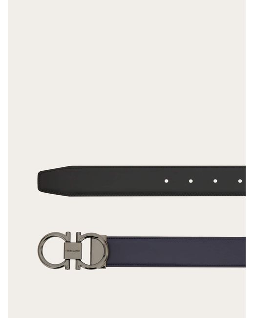 Ferragamo White Reversible And Adjustable Gancini Belt for men