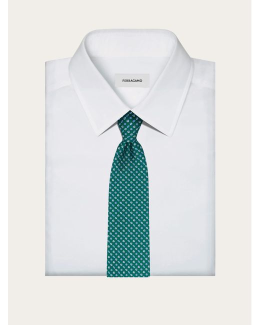 Ferragamo Blue Sport Print Silk Tie for men