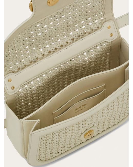 Ferragamo Natural Double Gancini North-South Crossbody Bag