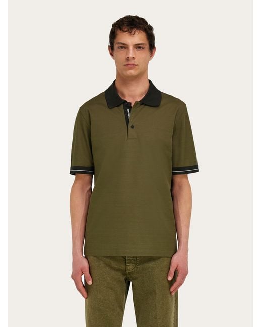 Ferragamo Green Short Sleeve Polo Shirt for men