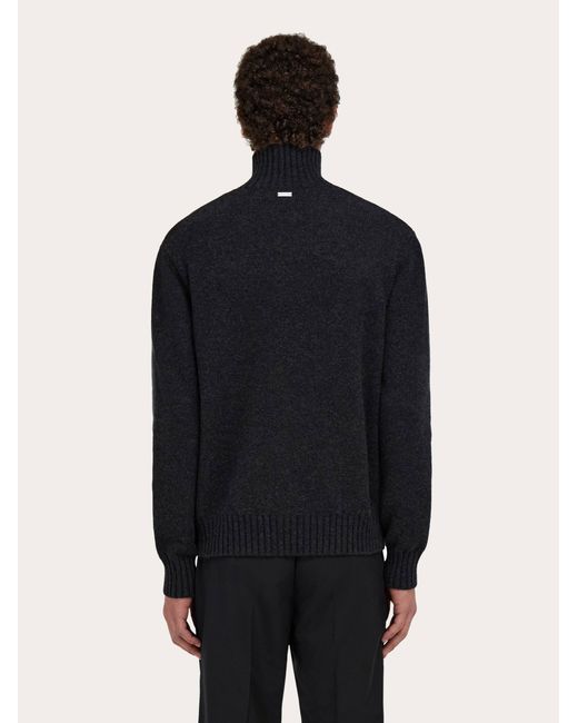 Ferragamo Blue High Neck Cashmere Pullover for men