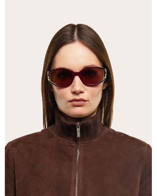 Ferragamo Pink Oval Frame Sunglasses