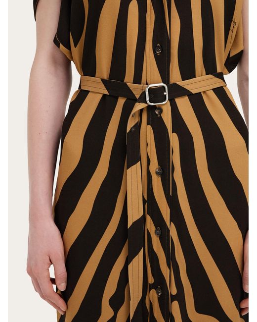 Ferragamo Metallic Twill Shirt Dress
