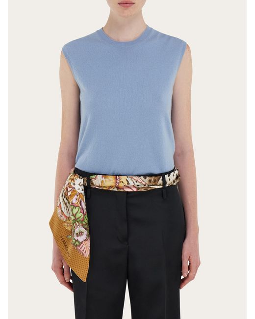 Ferragamo White Cheetahs Print Silk Bandeau