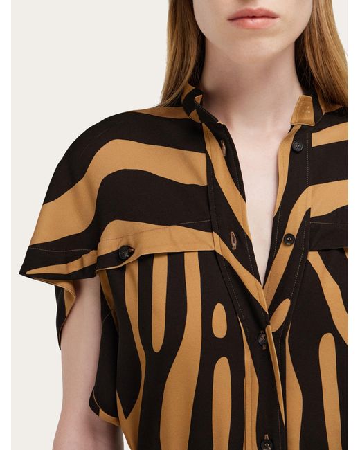 Ferragamo Metallic Twill Shirt Dress