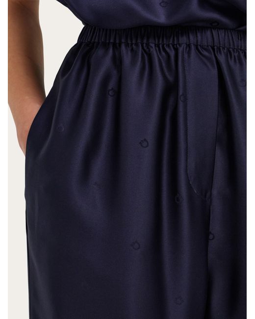 Ferragamo Blue Silk Trouser