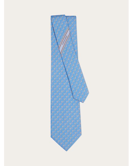 Ferragamo Blue Owl Print Silk Tie for men