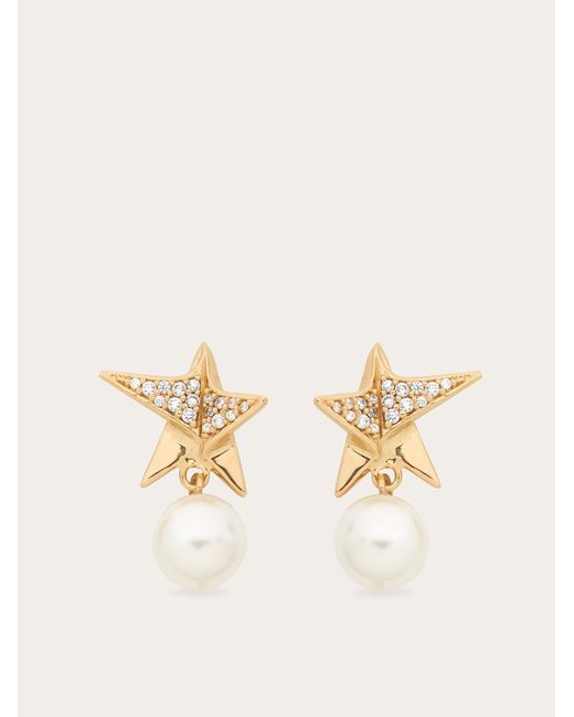 Ferragamo Natural Women Star Earrings With Crystals