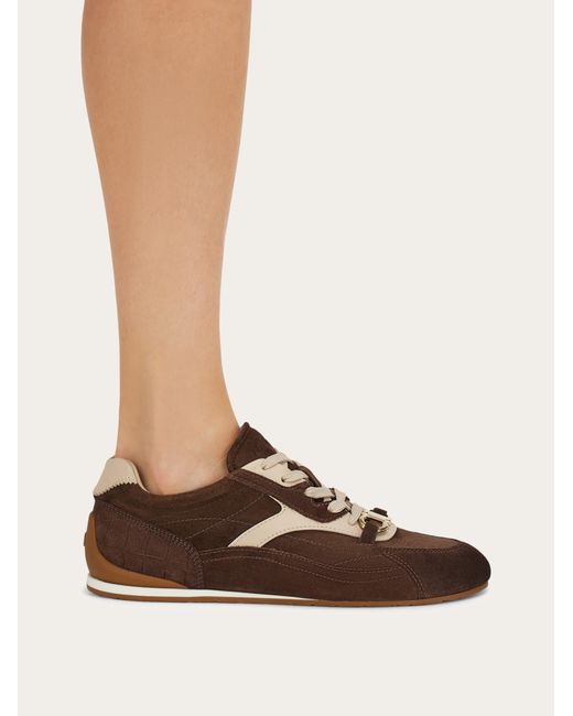 Ferragamo Brown Gancini Ornament Sneaker