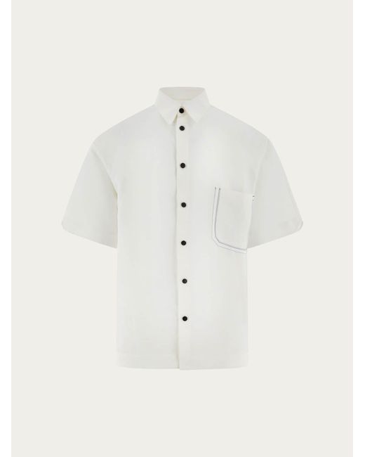 Ferragamo White Short Sleeved Bowling Shirt for men